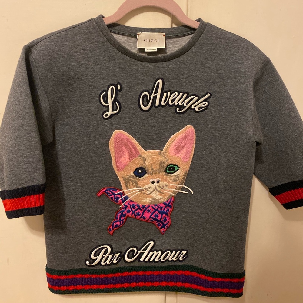 GUCCI L’ Aveugle Par Amour Cat Appliqué Sweatshirt